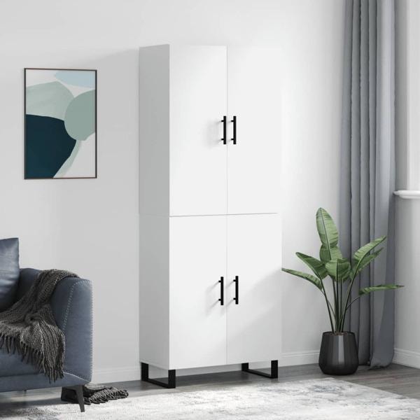 vidaXL Högskåp vit 69,5x34x180 cm konstruerat trä Vit