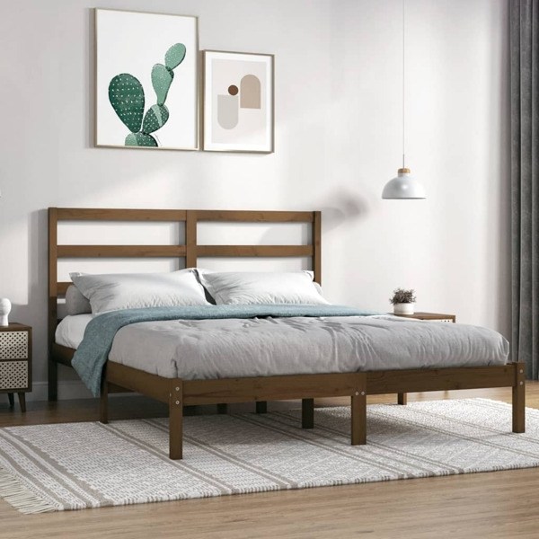 vidaXL Sängram honungsbrun massiv furu 120x200 cm enkelsäng Brun