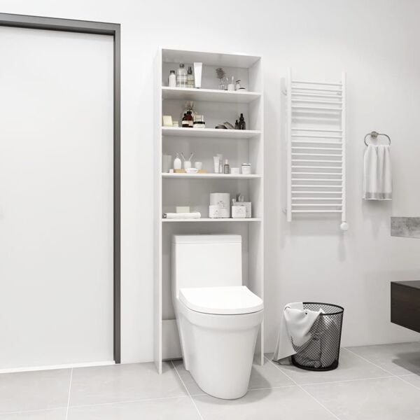 vidaXL Tvättmaskinsskåp vit högglans 64x24x190 cm High gloss white