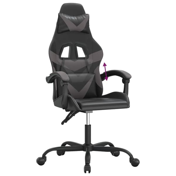 vidaXL Gamingstol svart och grå konstläder Grå