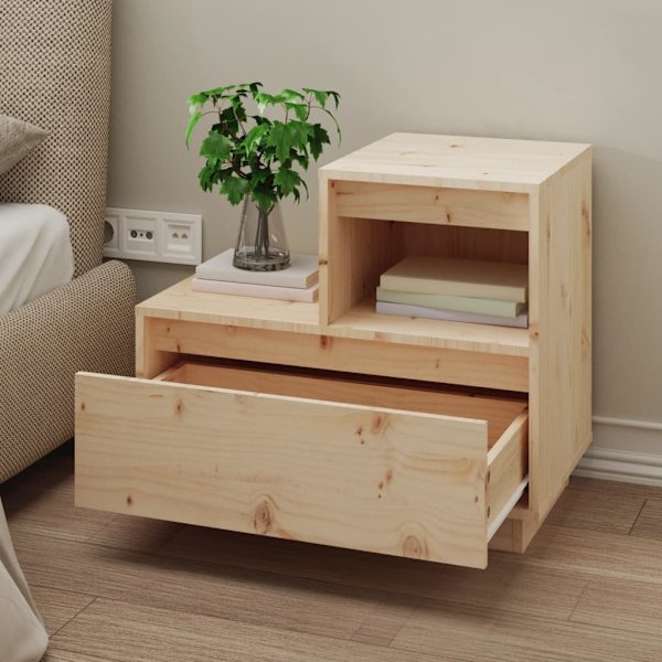 vidaXL Sängbord 60x34x51 cm massiv furu Brun