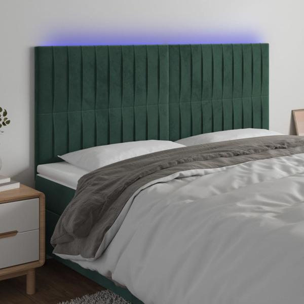 vidaXL Sänggavel LED mörkgrön 180x5x118/128 cm sammet Grön