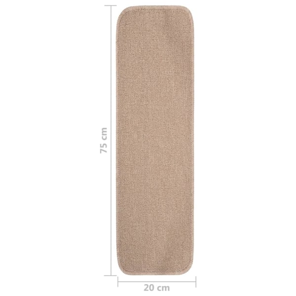 vidaXL Trappstegsmattor 15 st 75x20 cm beige rektangulär Beige