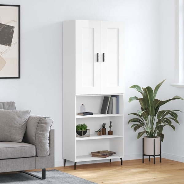 vidaXL Högskåp högglans vit 69,5x34x180 cm konstruerat trä Vit