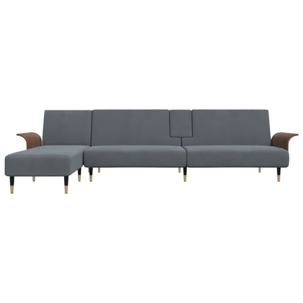 vidaXL L-formad bäddsoffa mörkgrå 279x140x70 cm sammet Grå