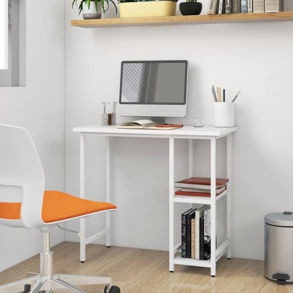 vidaXL Datorbord vit 80x40x72 cm MDF och metall Vit