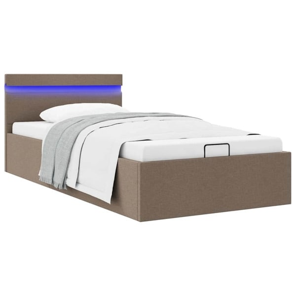 vidaXL Sängram hydraulisk förvaring utan madrass taupe 90x200 cm Taupe