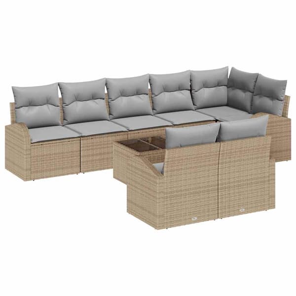 vidaXL Trädgårdsoffset 9 st 8-Antal sittplatser Beige och Grå Beige