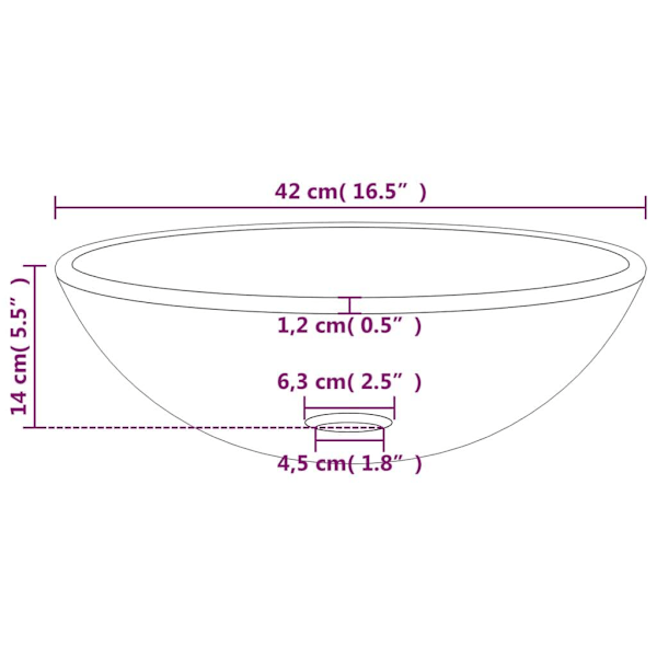 vidaXL Handfat härdat glas 42x14 cm röd Röd