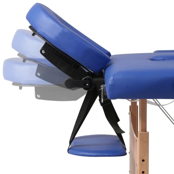 vidaXL Blått vikbart massagebord med 2 zoner och träram Blå