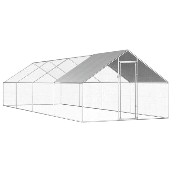 vidaXL Hönsbur för utomhusbruk 2,75x8x1,92 m galvaniserat stål Silver