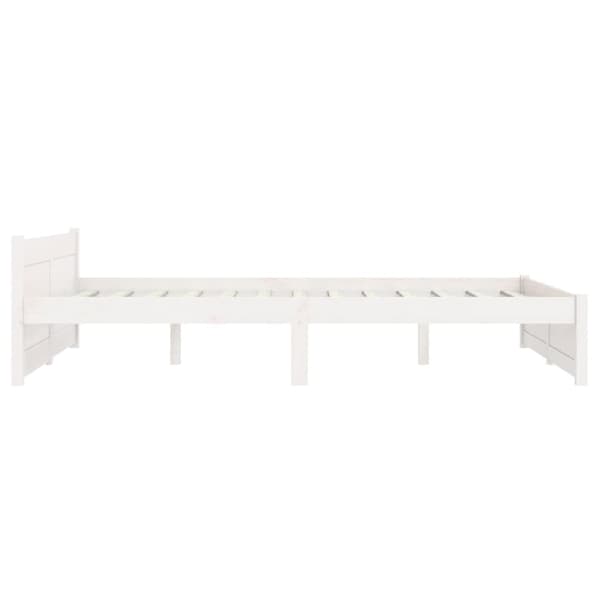 vidaXL Sängram vit massivt trä 135x190 cm Vit
