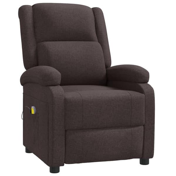 vidaXL Massagefåtölj mörkbrun tyg Brun
