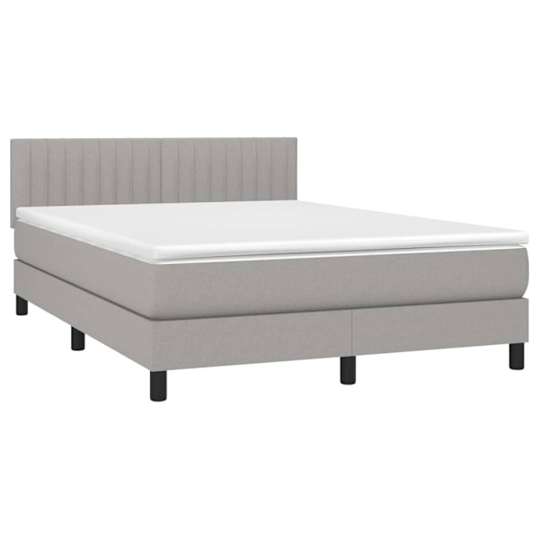 vidaXL Ramsäng med madrass ljusgrå 140x200 cm tyg Grå
