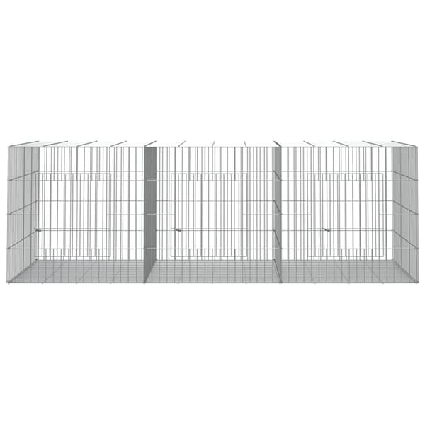 vidaXL Kaninhage 3 paneler 163x79x54 cm galvaniserat järn Silver