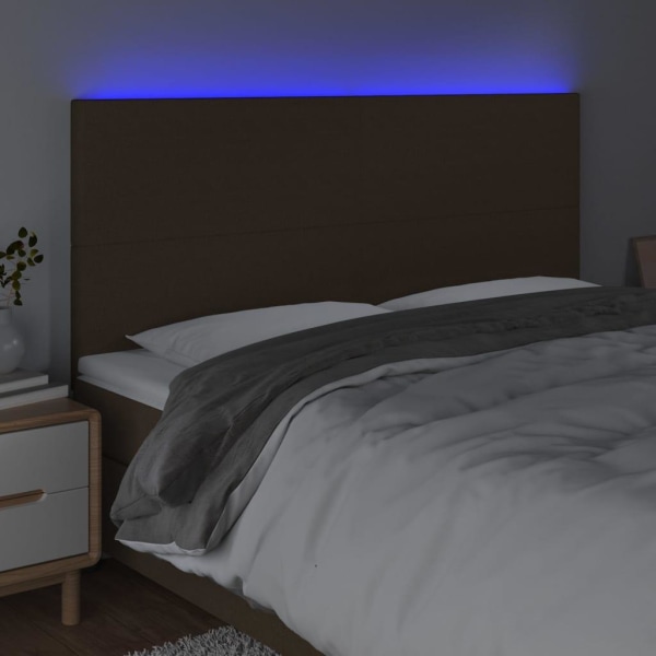 vidaXL Sänggavel LED mörkbrun 180x5x118/128 cm tyg Brun