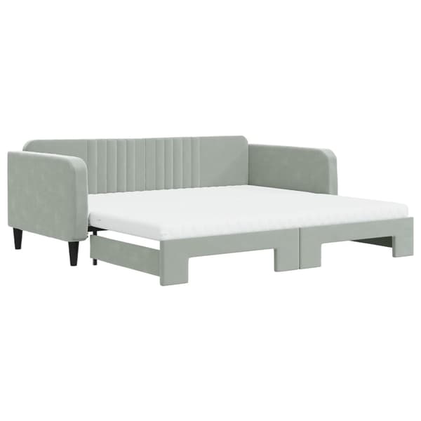 vidaXL Dagbädd utdragbar och madrasser ljusgrå 100x200 cm sammet Grå