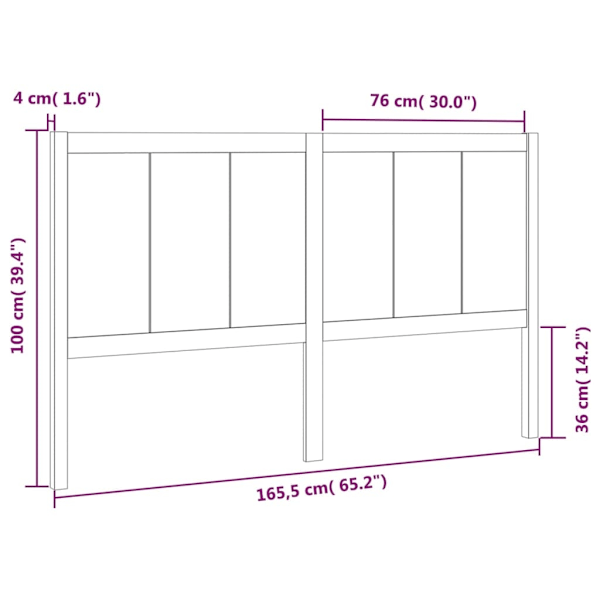 vidaXL Sänggavel 165,5x4x100 cm massiv furu Brun