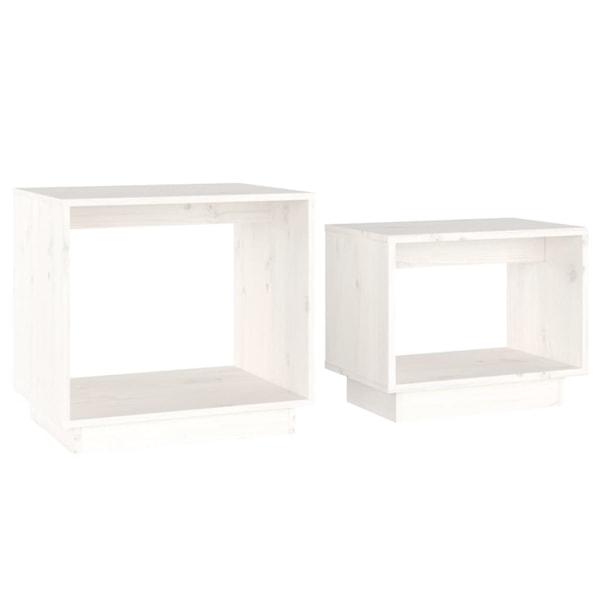 vidaXL Satsbord 2 st vit massiv furu Vit