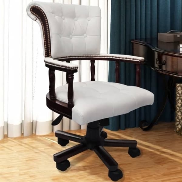vidaXL Kontorsstol Chesterfield Vit Vit