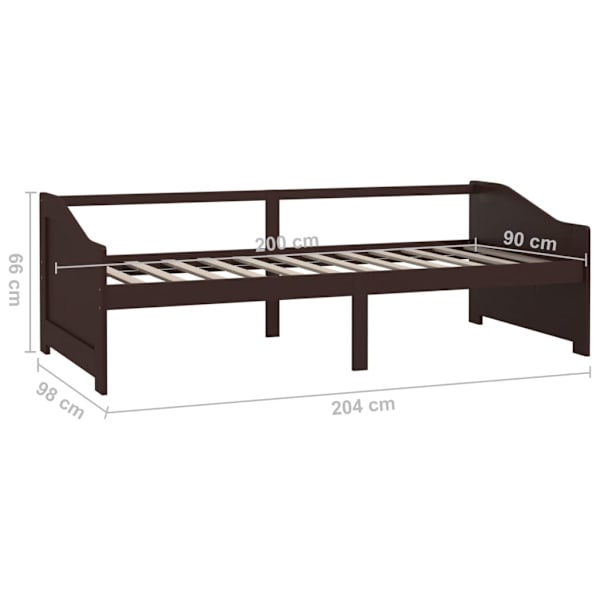 vidaXL Dagbädd 3-sits mörkbrun massiv furu 90x200 cm Brun