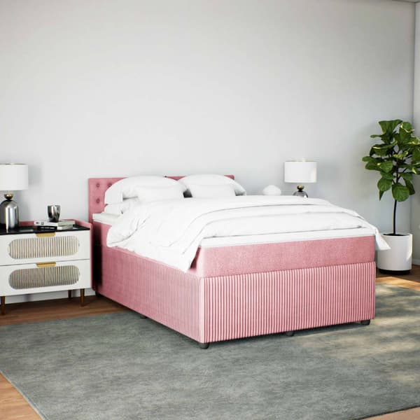 vidaXL Ramsäng med madrass rosa 140x200 cm sammet Rosa