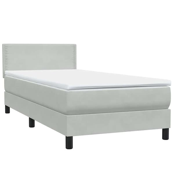 vidaXL Ramsäng med madrass ljusgrå 80x220 cm sammet Grå