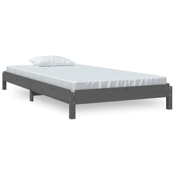 vidaXL Stapelbar säng grå 75x190 cm massivt furuträ Grå
