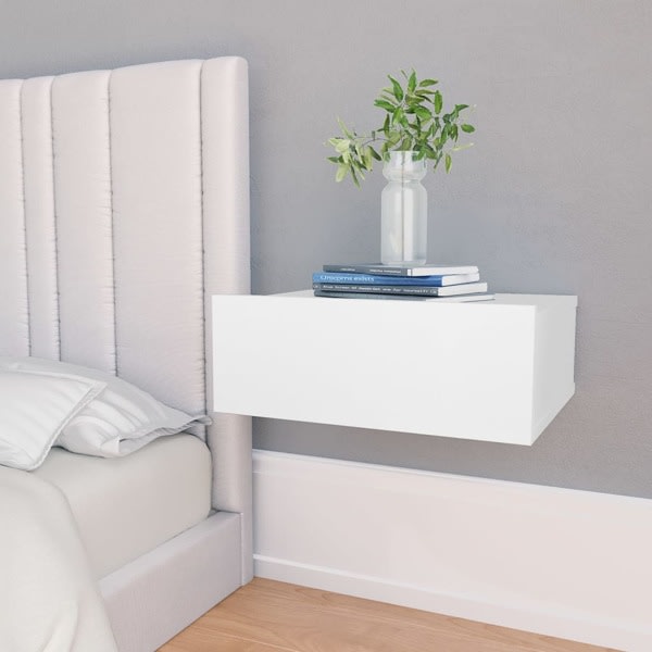 vidaXL Svävande sängbord 2 st vit 40x30x15 cm spånskiva Vit