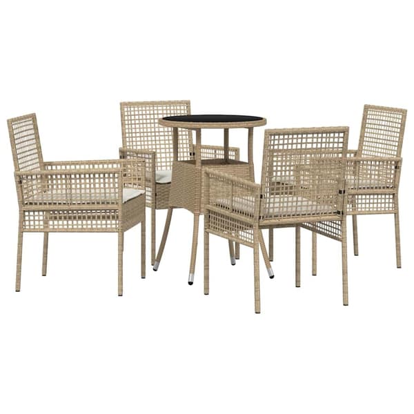vidaXL Trädgårdsmöbelset 5 st Beige konstrotting Beige