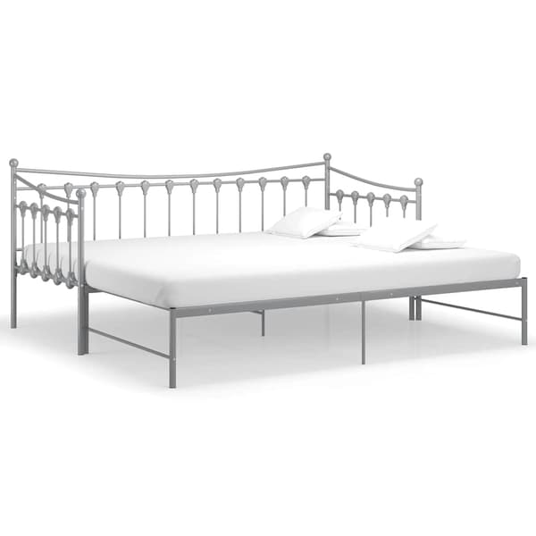 vidaXL Utdragbar sängram bäddsoffa grå metall 90x200 cm grå