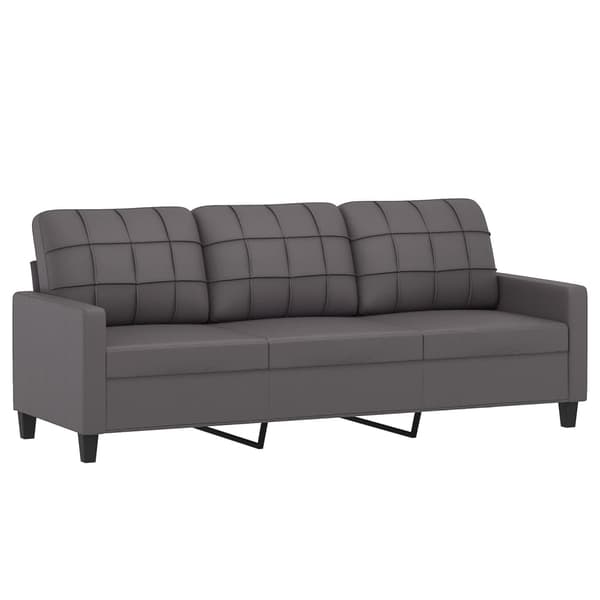 vidaXL 3-sitssoffa grå 180 cm konstläder Grå
