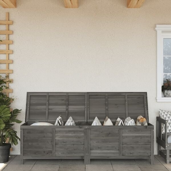 vidaXL Dynbox antracit 198,5x50x56,5 cm massivt granträ Antracit