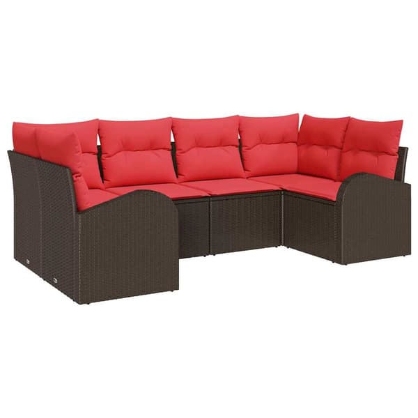 vidaXL Trädgårdsoffset 6 st Brun [Syntetisk]: Poly Rattan Brun
