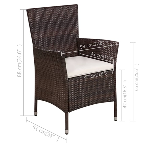 vidaXL Caféset 3 delar konstrotting brun Brun