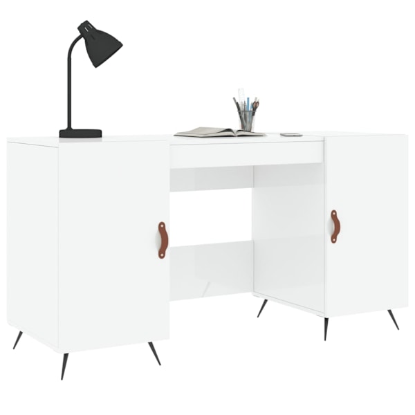 vidaXL Skrivbord vit högglans 140x50x75 cm konstruerat trä Vit