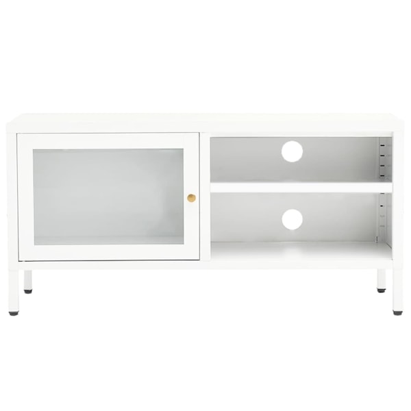 vidaXL TV-bänk vit 90x30x44 cm stål och glas Vit