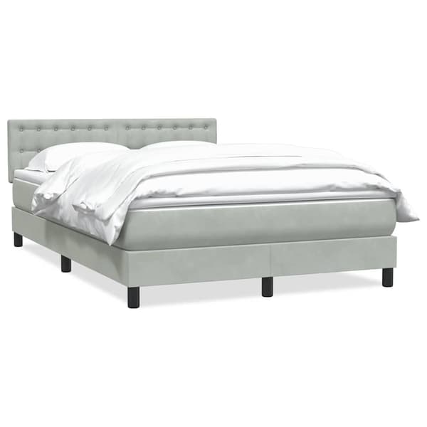 vidaXL Ramsäng med madrass ljusgrå 160x210 cm sammet Grå