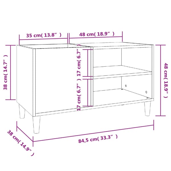 vidaXL Stereobänk svart 84,5x38x48 cm konstruerat trä art