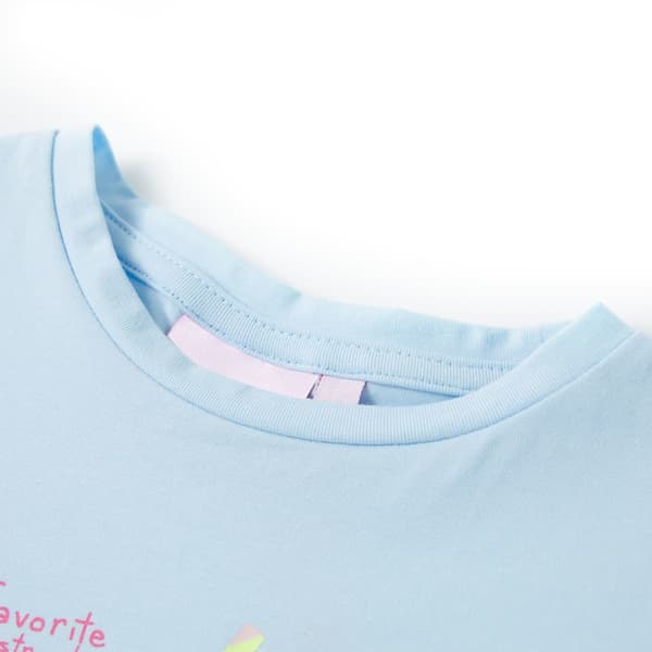 vidaXL T-shirt för barn ljusblå 128 Blå