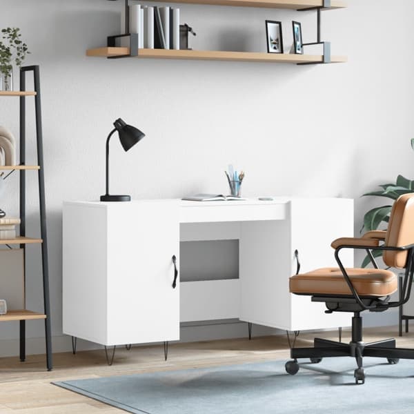 vidaXL Skrivbord vit 140x50x75 cm konstruerat trä Vit