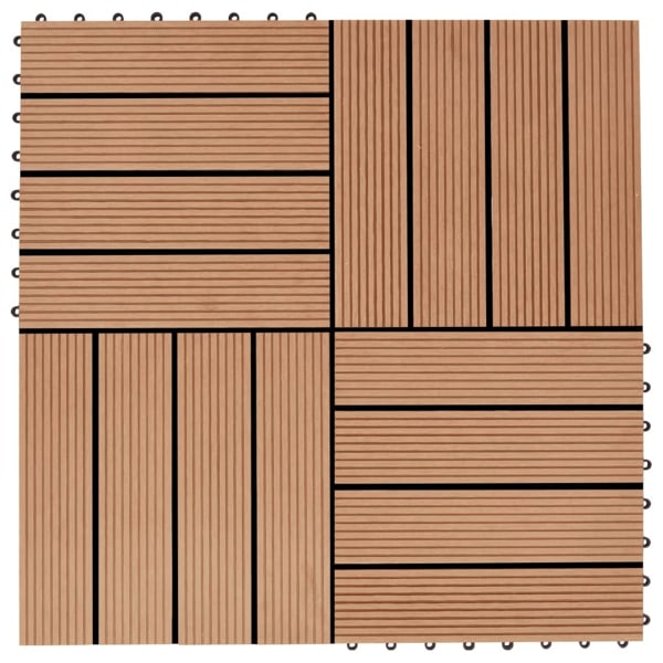 vidaXL Trall 22 st 30x30 cm 2 kvm WPC teakfärg Brun