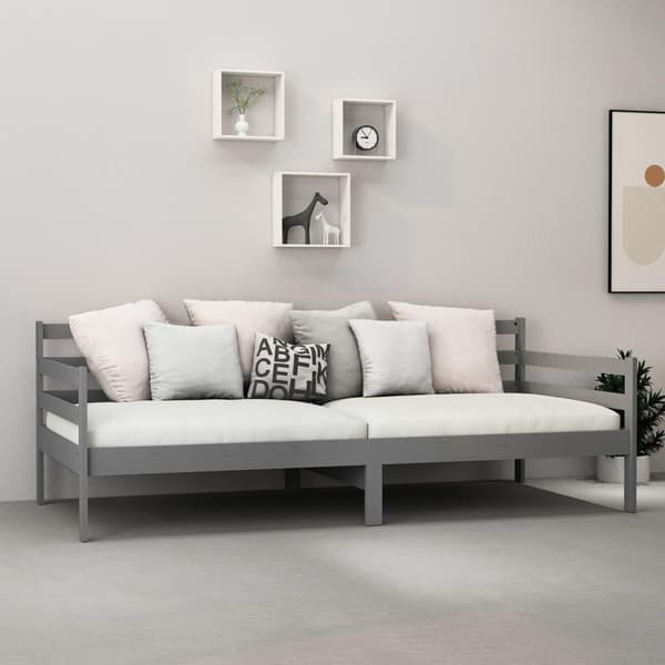 vidaXL Dagbädd med madrass 90x200 cm grå massiv furu grå