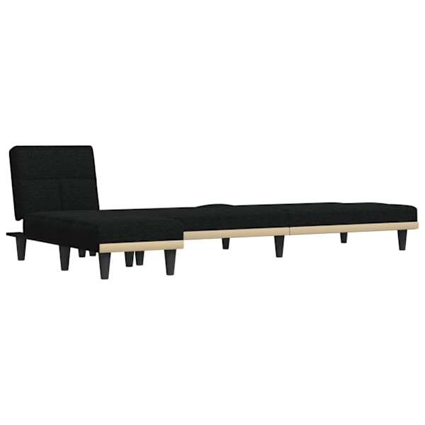 vidaXL L-formad bäddsoffa svart 255x140x70 cm tyg Svart