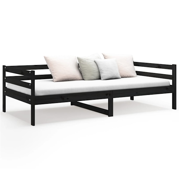 vidaXL Dagbädd svart 90x190 cm massiv furu Svart