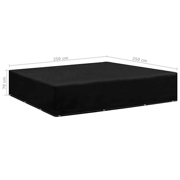vidaXL Överdrag för trädgårdsmöbler 12 öljetter 250x250x70 cm Svart