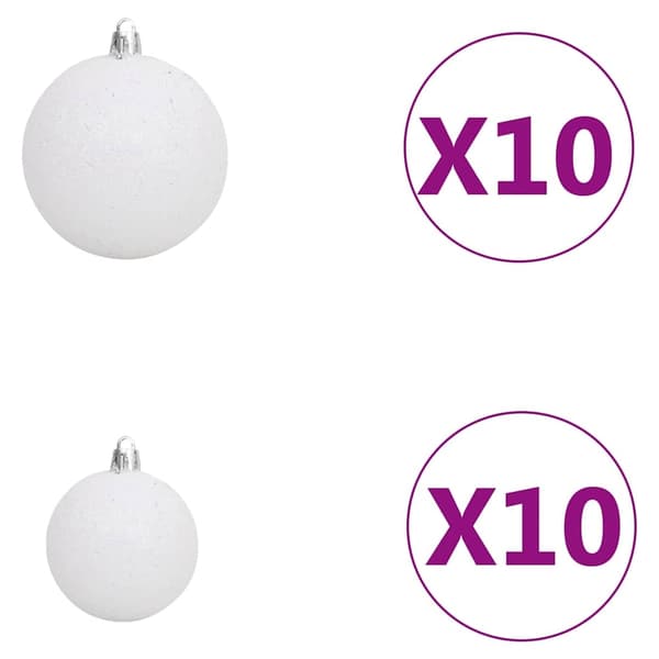 vidaXL Belyst plastgran med kulor vit 210 cm PVC Vit
