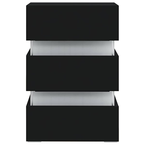 vidaXL Sängskåp LED svart 45x35x67 cm konstruerat trä Svart