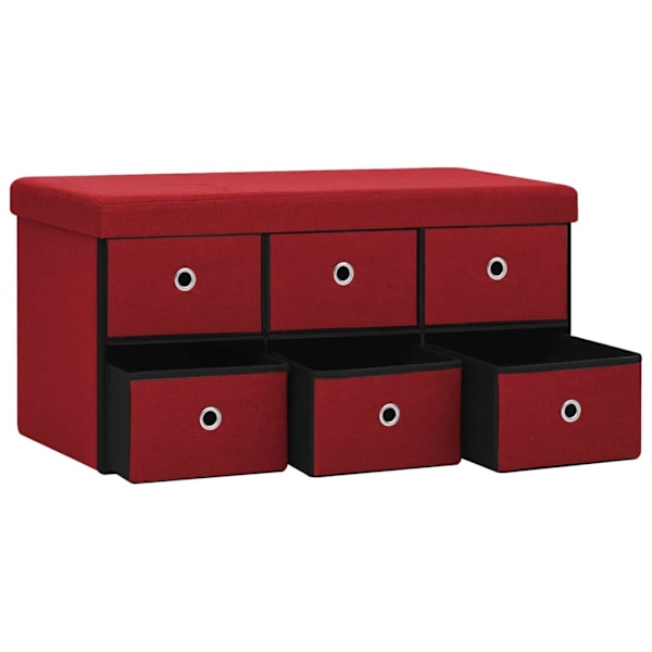 vidaXL Hopfällbar förvaringsbänk vinröd 76x38x38 cm konstlinne Röd