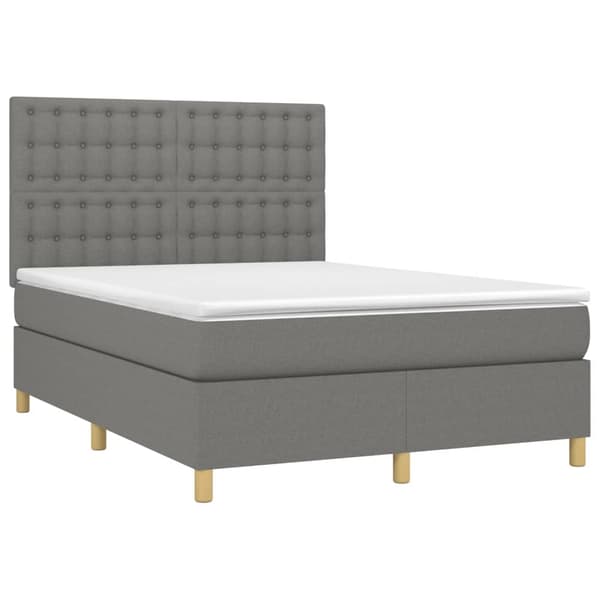 vidaXL Ramsäng med madrass mörkgrå 140x190 cm tyg Grå